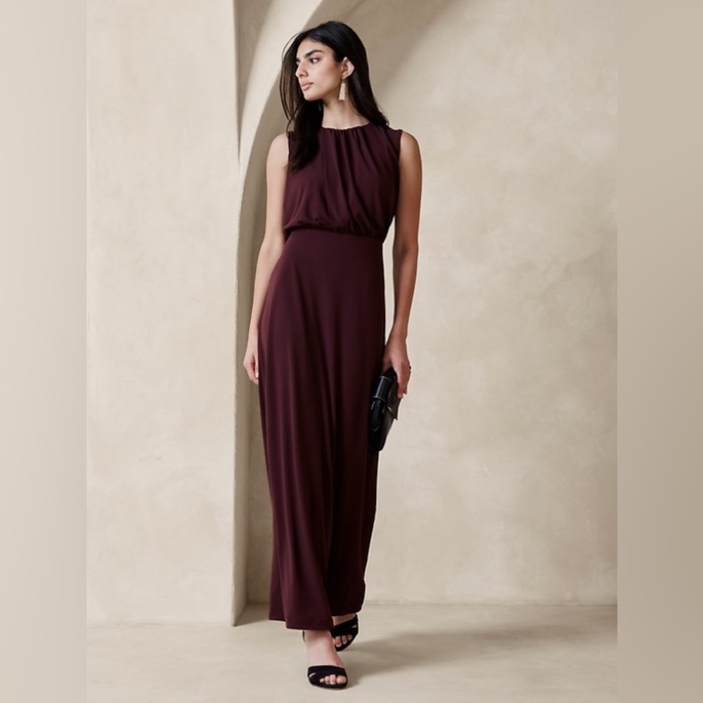 Banana Republic Aura Maxi Dress in Deep Burgundy